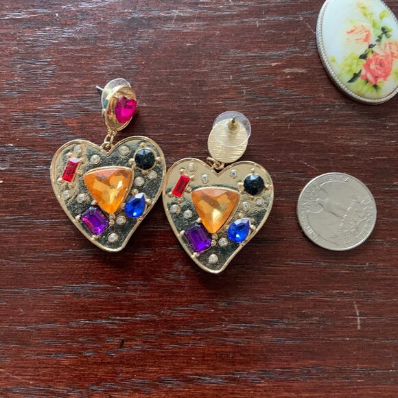 Local Eclectic Heart Statement Earrings - Picture 2 of 3